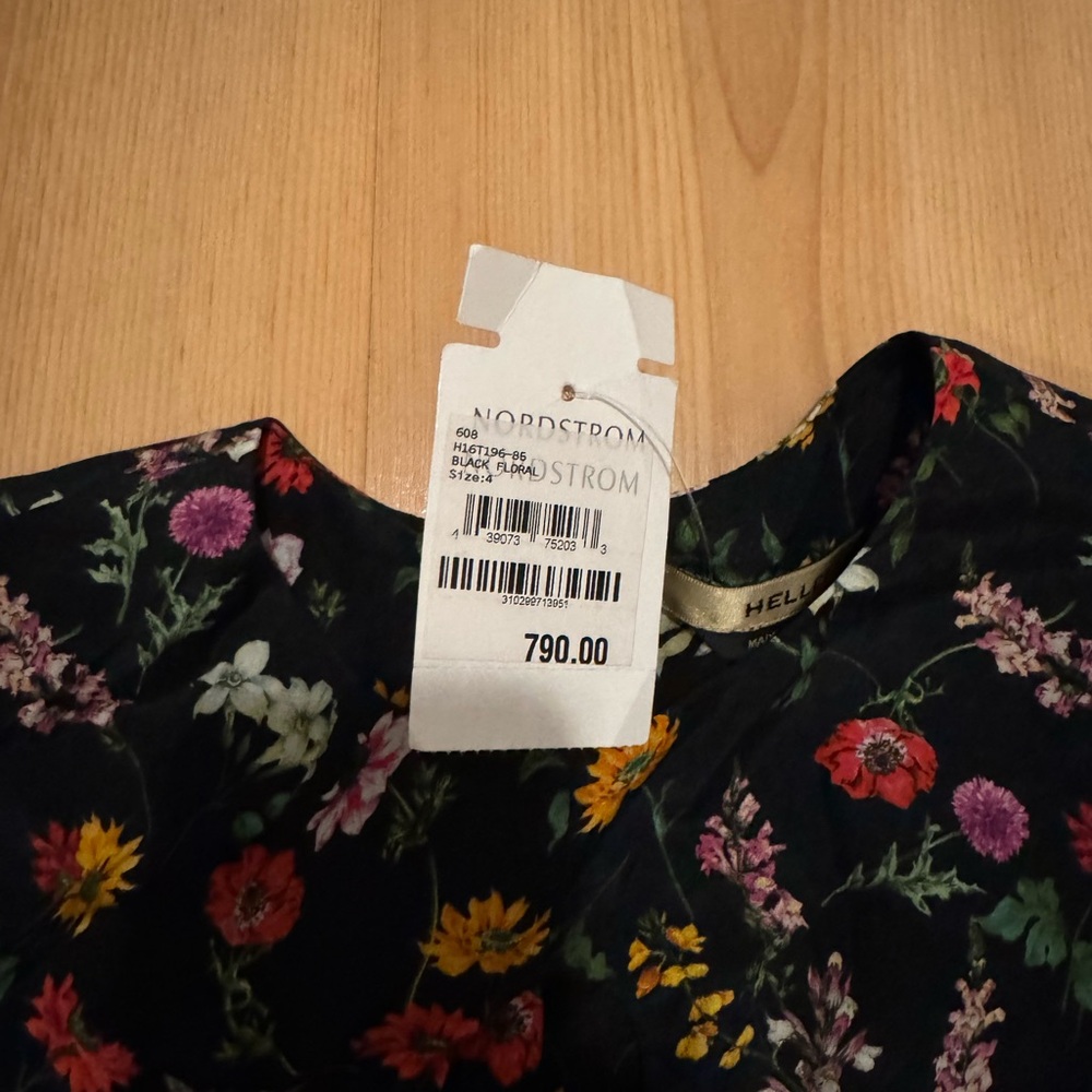 Nordstrom Hellessy floral black blouse size 4